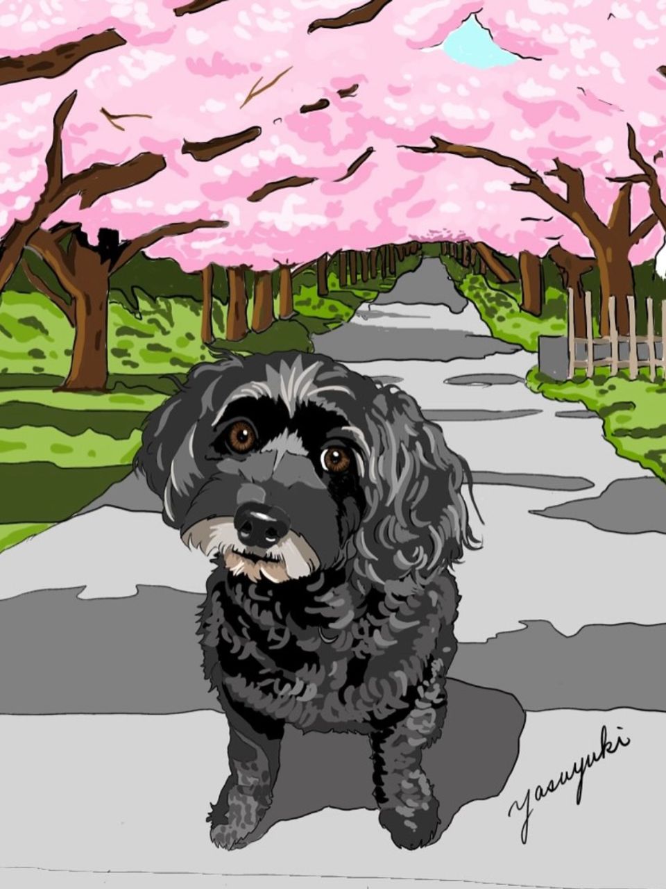 ミックス犬「クルミちゃん」似顔絵