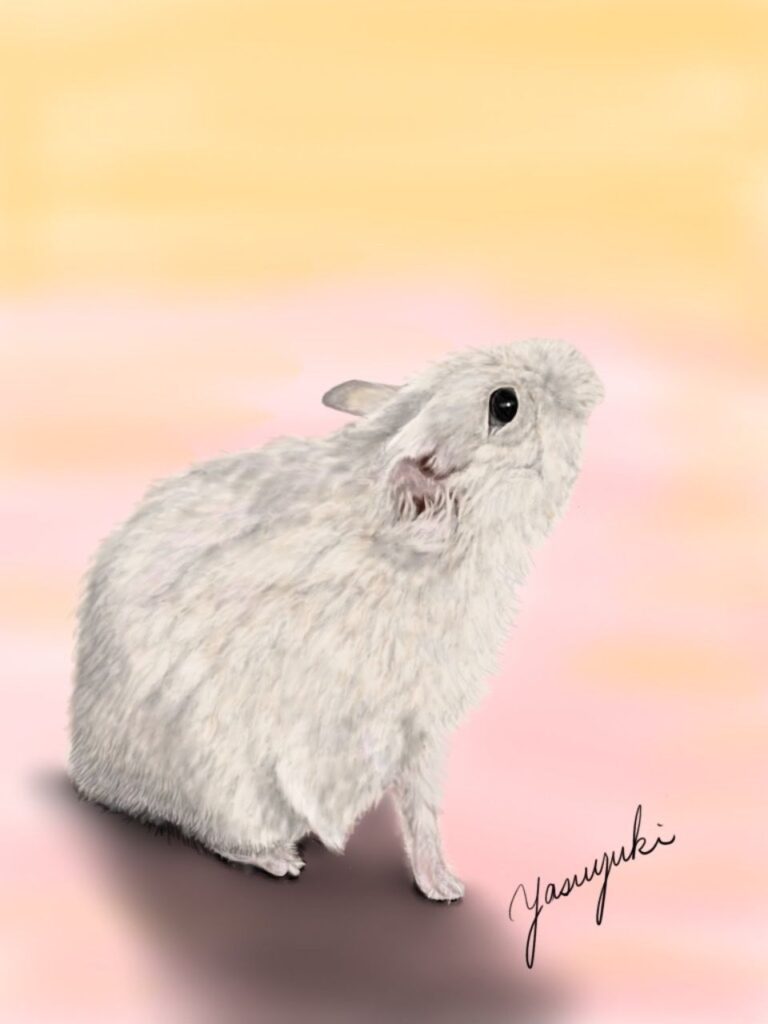 お見送りしたハムスターのしろうくんの似顔絵