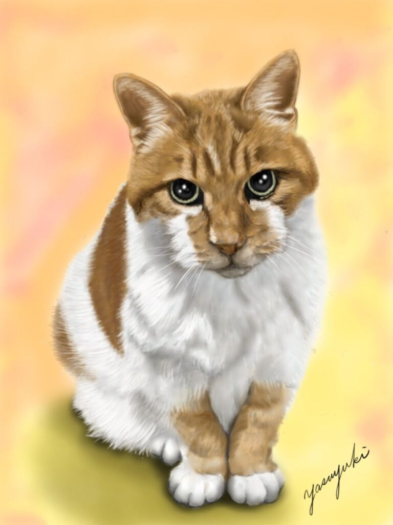 お見送りした猫ミーちゃんの似顔絵